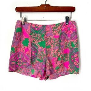 Alice & Trixie Silk Pink Floral Print Scalloped Shorts